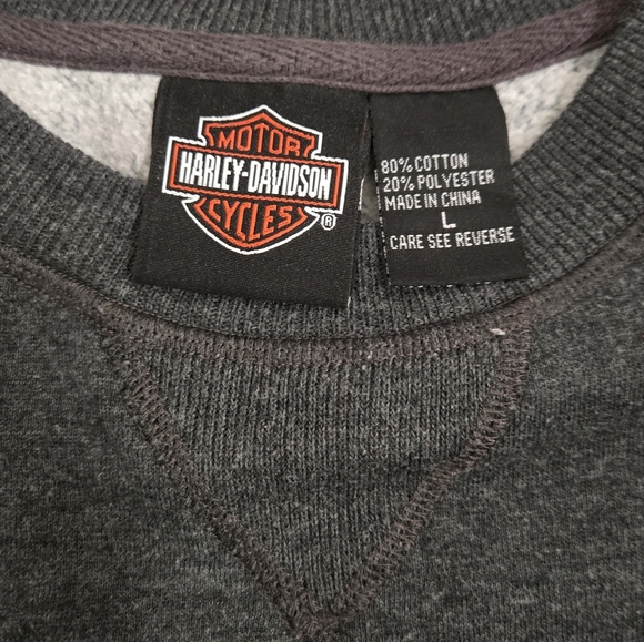 Harley Davidson Eagle Men Gray Crewneck Pullover Salem Oregon Size Large - Picture 6 of 7